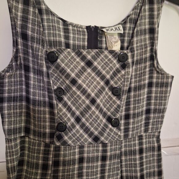 Joule Energy Women's Plaid Dress School Girl Pleated Tweed Vintage Button Decor - Picture 2 of 9